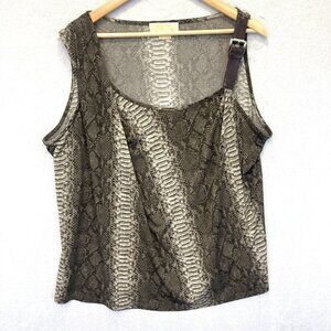 Michael by Michael Kors Sleeveless Tank Top Size 2X Buckle Brown Snakeskin Print